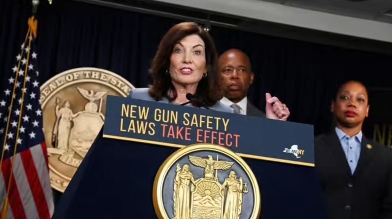 Officials announcing new gun safety laws